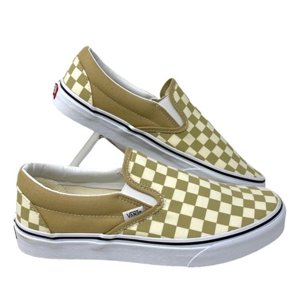 Vans Shoes - VANS Classic Slip On Shoes Check Taupe Women's Canvas Size Sneakers VN0A5AO8YUU
